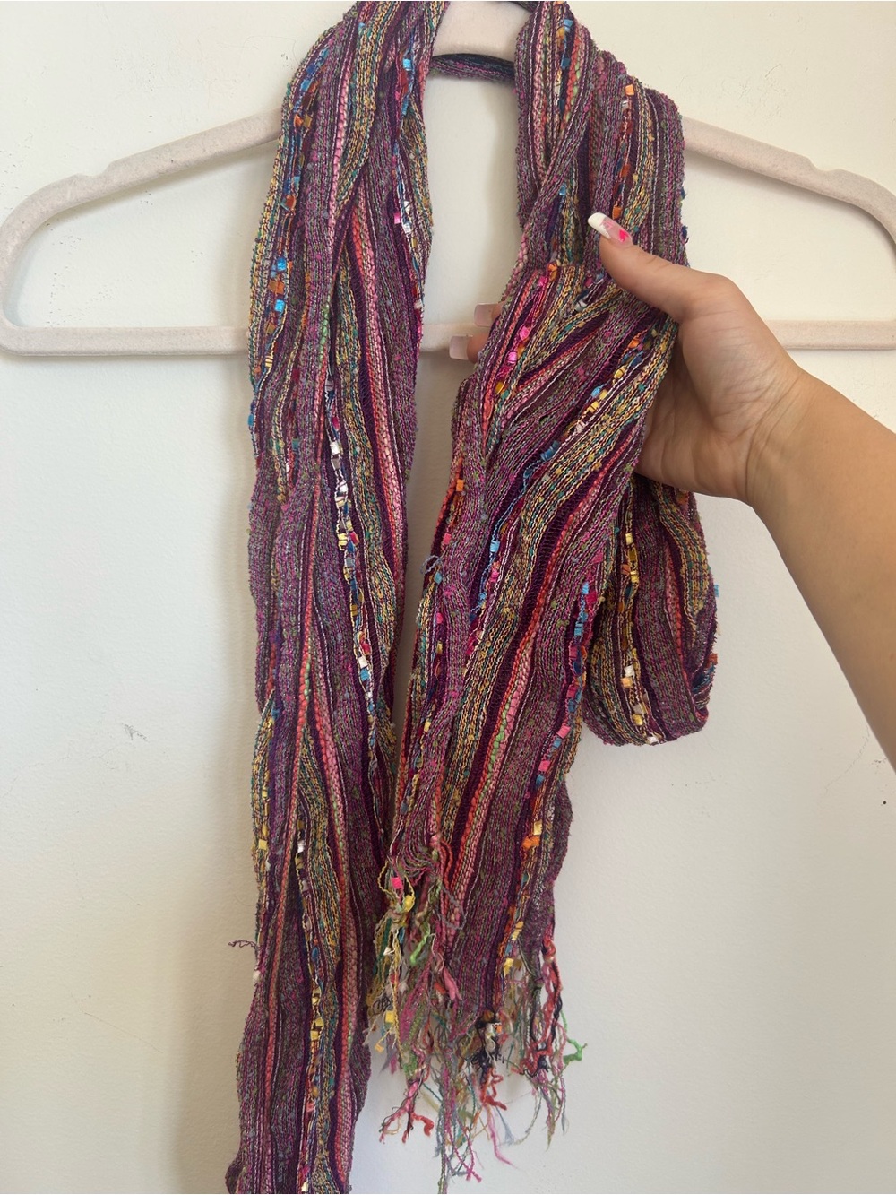 Bohemian Multi-Stripe Purple Scarf